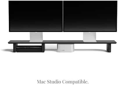 Raico Desk Cockpit Shelf Monitor Stand System Dual Screen Setup Wood Large Desk Accessory Organizer Unit (Black Wood, Full Length v2 | 45.7 Inches) - Image 4