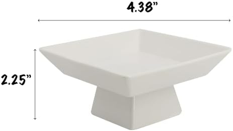 COLLECTIVE HOME - Ceramic Jewelry Tray, Decorative Geometric Jewelry Dish, Luxurious Trinket Tray with High Base, Birthday Mother's Day for Women (Square Matte) - Image 2