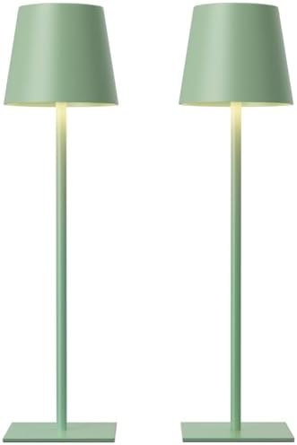 Kakanuo Green Cordless Rechargeable Table Lamp, 2 Pack Portable Desk Lamp with 5000mAh Battery, Touch Control Stepless Dimming, Wireless Night Light for Dining, Outdoor Camping by KakanuoLightings