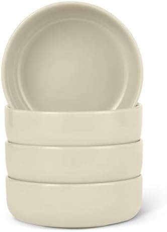 Amazon Basics Glazed Stoneware Bowls, 4-Piece Set, Microwave and Dishwasher-Safe, 5.5 in., Ivory by AmazonBasics
