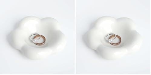 White Cloud Shape Ring Dish Jewelry Tray Organizer, Ceramic Accent Tray for Vanity, Small Decorative Trinket Dish (Pack of 2) by Ardax
