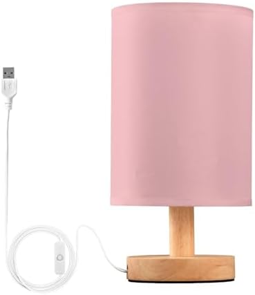 DOMIKING Ticklend Pink Print Bedside Table Lamp for Bedroom Small Lamps for Nightstand Lamp with Wood Base Desk Lamps for Living Room Office Dorm Home Nursery by DOMIKING