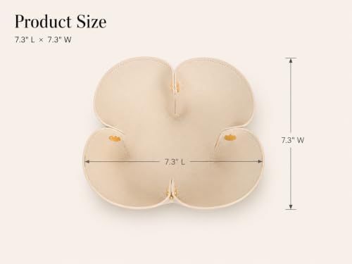 Grained Faux Leather Flower Shaped Valet Tray Large, Beige - Image 4
