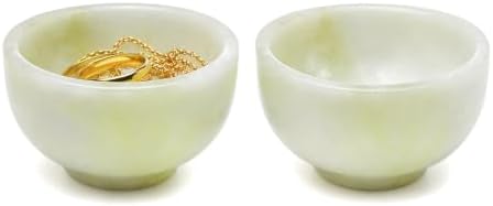Trinket Bowl 2 PCS Furong Jade Ring Dish Stone Bowl Jewelry Holders by YAFIYGI