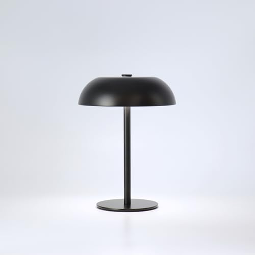 Cordless LED Mushroom Table Lamp, 5200mAh Battery, Dimmable 3 Color, Black by JHWDHDTableLamp