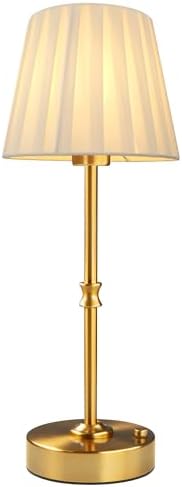EppieBasic Cordless Table Lamp Rechargeable: Fast Charging & Long Lasting - 2700K Warm Light Small Vintage Gold Lamps -Bedside Dinning Living Room Bedroom - Pleated Shade by EppieBasic