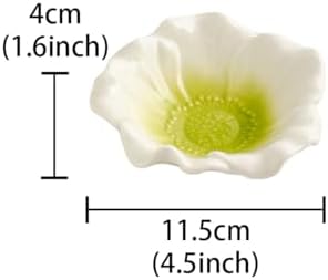 Ceramic Flower Ring Holder Dish with Gradient Center 4.5 Inch White Porcelain Jewelry Tray, Modern Minimalist Trinket Holder for Vanity, Dresser, Bedroom, Gift for Her (green) - Image 2
