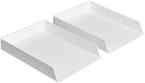 Amazon Basics Rectangular Plastic Desk Organizer, Letter Size Tray for Documents, 13 x 9.7 x 2.2 inches, White (Pack of 12) by AmazonBasics