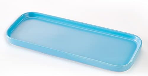 Ceramic Bathroom Tray,Kitchen Sink Organizer Tray,Cosmetics Holder (Blue) by CosyCorner