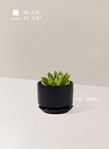 LE TAUCI Ceramic Plant Pots, 4.3+5.3+6.8 inch, Set of 3, Planters with Drainage Hole and Saucer, Indoor Flower Pot with Hole Mesh Pad, Gifts for Mom, Black - Image 3