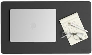 Smead Vegan Leather Desk Pad Mat, Office Desk Mat, Small, Charcoal Gray by SMEAD