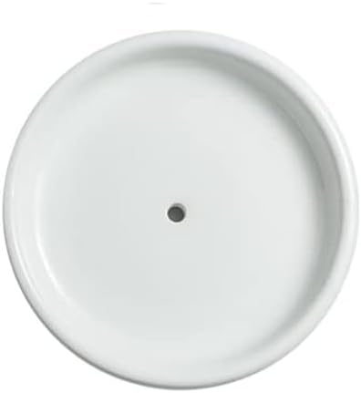 Round Self Draining Soap Dish, Small Ceramic Tray, Cute Jewelry Dish, Keep Soap Dry & Bathroom Décor (White) by OHIHUW