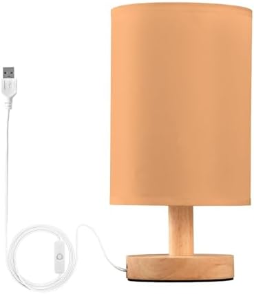DOMIKING Light Orange Print Bedside Table Lamp for Bedroom Small Lamps for Nightstand Lamp with Fabric Linen Shade Night Light Lamps for Living Room Office Home Dorm Outdoor by DOMIKING