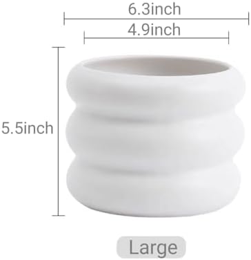 Ceramic Plant Pot Indoor, 6.5 Inch Flower Pot with Drainage Hole, Tiered Bubble Design Ceramic Planter for Home & Office Decor (White) - Image 3