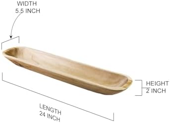 Serene Spaces Living Rectangular Natural Wood Tray – Elegant Centerpiece & Versatile Organizer for Home, Office, Event Decor, 24" Long & 5.5" Wide - Image 5