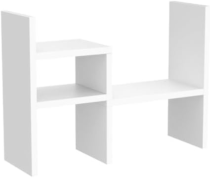 Jerry & Maggie - Desktop Organizer Office Storage Rack Adjustable Wood Display Shelf | Birthday Gifts - Toy - Home Decor | - Free Style Rotation Display - True Natural Stand Shelf (White) - Image 5