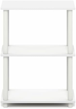 Furinno Turn-N-Tube Storage Shelves, 3-Tier Book Shelf, Corner Shelf, Toolless Open Shelves, for Organization and Storage, Living Room, Garage, Home Office, White - Image 4