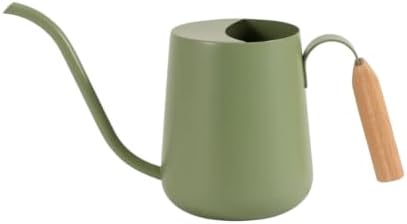 34oz Capacity, Indoor Plants Watering Can with Long Spout, Green Metal with Wood Handle (Green) by AUKLETBLIEF