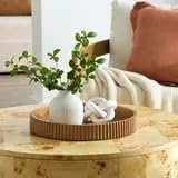 Wood Decorative Tray 16.4 Inch, Wooden Serving Tray, Farmhouse Style Round Tray for Coffee Table, Centerpiece, Shelf, or Countertop Decor by Unknown