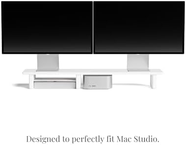 Raico Desk Cockpit Shelf Monitor Stand System Dual Screen Setup Wood Large Desk Accessory Organizer Unit (Matte White, Medium v2 | 36 Inches) - Image 4