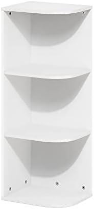 Furinno PASIR Book Shelf, 3-Tier Corner Bookshelf with Open Shelf, Standing Bookcase, 9.3 x 12 x 31.5 for Organization and Storage, for Living Room, Bedroom, Home Office, White by Furinno-FitsYourSpaceFitsYourBudget