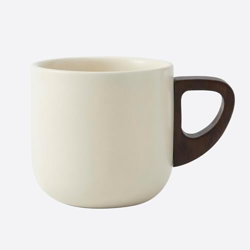 Artizan Handcrafted Ceramic Espresso Cup with Wooden Handle – 150 ml Small Espresso Cup, Elegant Porcelain Cream Coffee Cup – Pack of 1 by ArtizanCoffeeRoasters