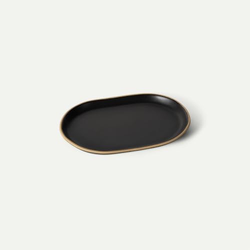 Mora Ceramic Decorative Tray - 10.6in Dish for Jewelry, Soap Dispenser, Perfume, Makeup, Accessories, Candle, in the Bathroom Vanity, Bedside, or Kitchen Counter. Cute Organizers - Night by MORA