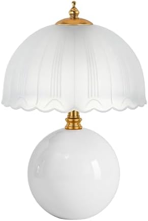 PARTPHONER Mushroom Table Lamp, Ceramic Bedside Lamp with Glass Shade, 3-Way Lighting (2700K-5000K) Rocker Switch, Small Nightstand Lamp for Bedroom, Living Room, Office, White - Image 2