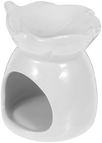 White Ceramic Leaf Essential Oil Burner Tea Light Holder by BESTonZON