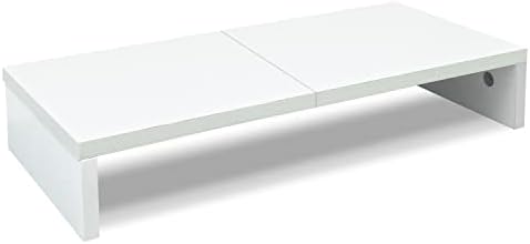 TEAMIX 20 inch White Monitor Stand Riser, Wood Desktop Computer Stand by TEAMIX
