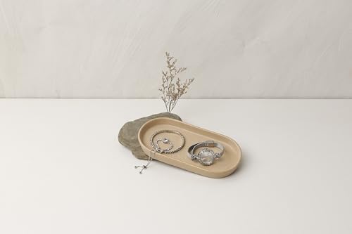 Ceramic Bathroom Vanity Tray, Oval Vanity Dish for Bathroom Countertop, Dresser Top, Kitchen & Coffee Bar, for Jewelry, Perfume, Candle, Soap(Beige) - Image 3