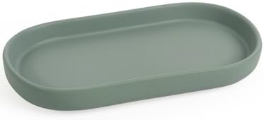 INGOFIN 7" Ceramic Bathroom Vanity Tray- Bathroom Organizer Countertop Tray for Perfume, Jewelry, Candles, Small Kitchen Counter Soap Tray, Decorative for Bathroom Vanity, Toilet Tank, Green by INGOFIN