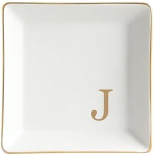 Fmeida Personalized Jewelry Dish Tray with Initial, Gifts for Women Bride by Fmeida
