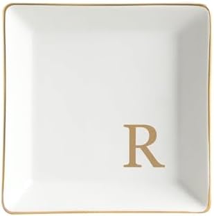 Fmeida Personalized Jewelry Dish Tray with Initial, Gifts for Women Bride by Fmeida