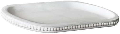 dwellington Wooden Farmhouse Decorative Tray, 12in Rustic Beaded Tray for Living Room Decor, Kitchen Table Décor, Oval Coffee Table Serving Tray (White) - Image 6