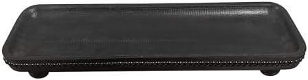 Dwellington Oval Wooden Decorative Tray, Farmhouse Style, Beaded Serving Tray for Living Room, Coffee Table (Black) - Image 3