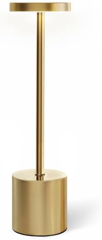 Swinerton Gold Cordless Table Lamp Set, 5000mAh Rechargeable Battery Operated Desk Lamp Wireless Table Light, 3 Color Dimmable Touch Lamp for Restaurant Dining Patio, Home/Apartment Decor by Swinerton