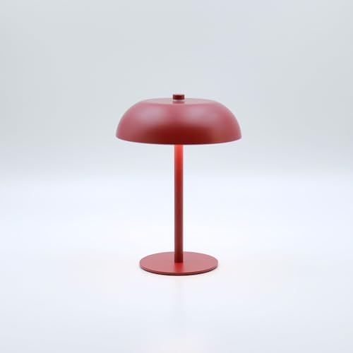 Cordless LED Mushroom Table Lamp, 5200mAh Battery, Dimmable 3 Color, Red by JHWDHDTableLamp