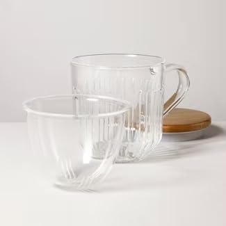 Hearth and Hand Glass Tea Infuser Mug Clear - with Magnolia (15oz) - Image 2