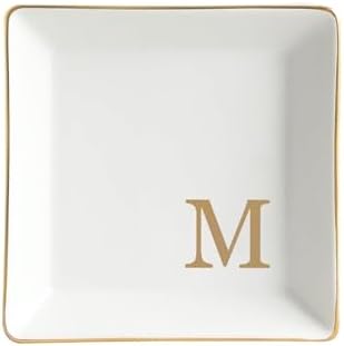 Fmeida Personalized Jewelry Dish Tray with Initial, Gifts for Women Bride by Fmeida