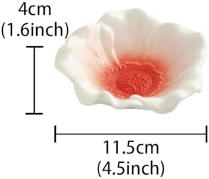 Ceramic Flower Ring Holder Dish with Gradient Center 4.5 Inch White Porcelain Jewelry Tray, Modern Minimalist Trinket Holder for Vanity, Dresser, Bedroom, Gift for Her (red) - Image 2