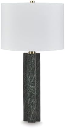 Signature Design by Ashley Keegan Table Lamp, Stately 28" Height, Green Marble and Metal Base with Drum Hardback Fabric Shade, Contemporary Lighting for Living Room, Green by Unknown
