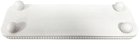 Dwellington Oval Wooden Decorative Tray, Farmhouse Style, Beaded Serving Tray for Living Room, Coffee Table (White) - Image 4