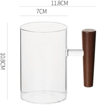 Wooden Handle Glass Mug Heat Resistant Clear Glass Tea Cup Minimalist Design Drinkware for Office, Wood Handle Cup - Image 7
