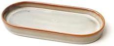 Ceramic Bathroom Vanity Tray, Oval Vanity Dish for Bathroom Countertop, Dresser Top, Kitchen & Coffee Bar, for Jewelry, Perfume, Candle, Soap(Kiln Glaze White) by Unknown