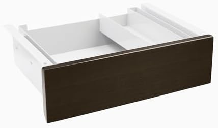 Desky Minimal Under Desk Drawer – Slim Pull-Out Metal Storage Organizer for Sit-Stand Desks, Smooth Glide, Space-Saving Design, Easy Mount, Dark Bamboo & White Frame by Desky
