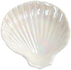Shell Shape Ring Holder Dish Ceramic Trinket Tray Elegant Seashell Jewelry Tray Jewelry Organizer Dishes Decorative Jewelry Plate Aesthetic Key Bowl Ocean Themed Earring Holder White by GSHLLO