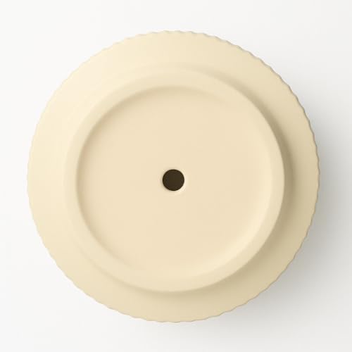 Modern Ceramic Plant Pot, Cream White, Ribbed Design, Cylindrical Shape, Decorative Planter Bowl for Indoor Plants - Image 3