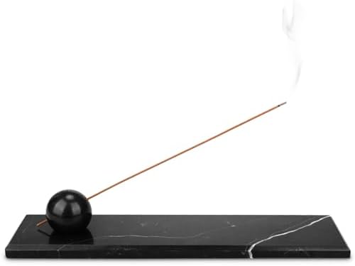 Natural Marble Incense Holder Tray (White Black) by HESHIBI