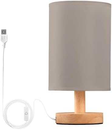 DOMIKING Tranquil Gray Pattern Bedside Table Lamp for Bedroom Small Lamps for Nightstand Lamp with Fabric Lampshade LED Table Lamps for Living Room Office Dorm Home Nursery by DOMIKING
